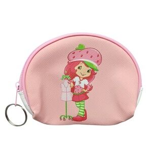 Strawberry‎ Shortcake Pink Coin Purse Keyring Zipper Wallet 80s Classic Fandom